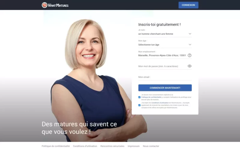 Evaluation WantMatures.com page d'accueil