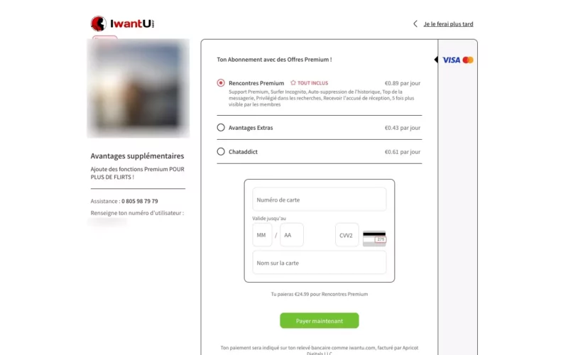 iWantU.com tarifs