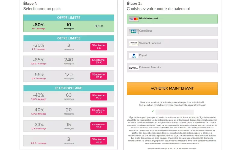 EnvieCharnelle.com tarifs