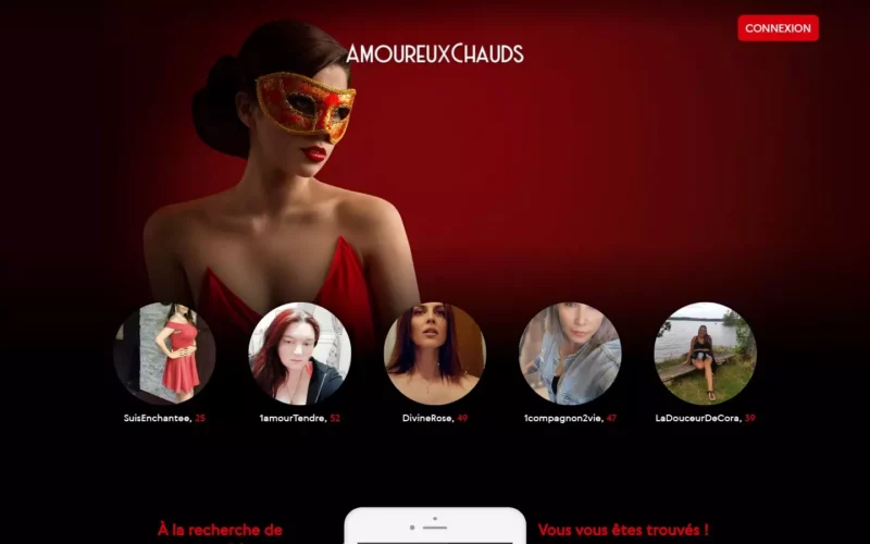 Evaluation AmoureuxChauds.com page d'accueil