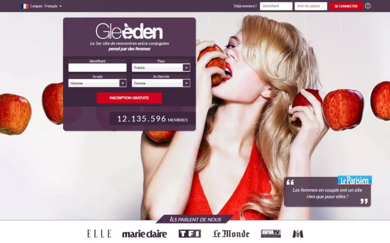 Evaluation Gleeden.com page d accueil
