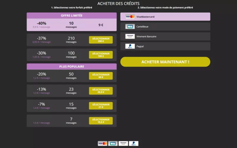 ProvoqueMoi.com tarifs