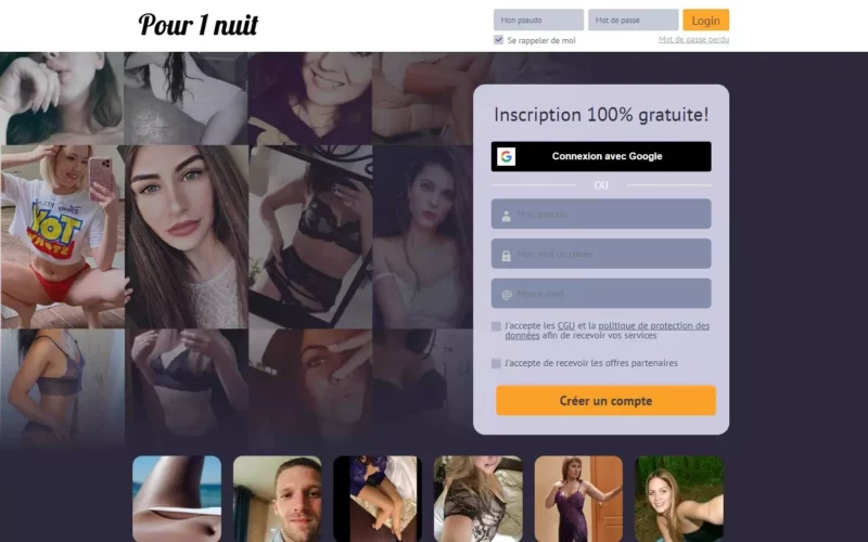 Evaluation Pour1Nuit.com page d'accueil