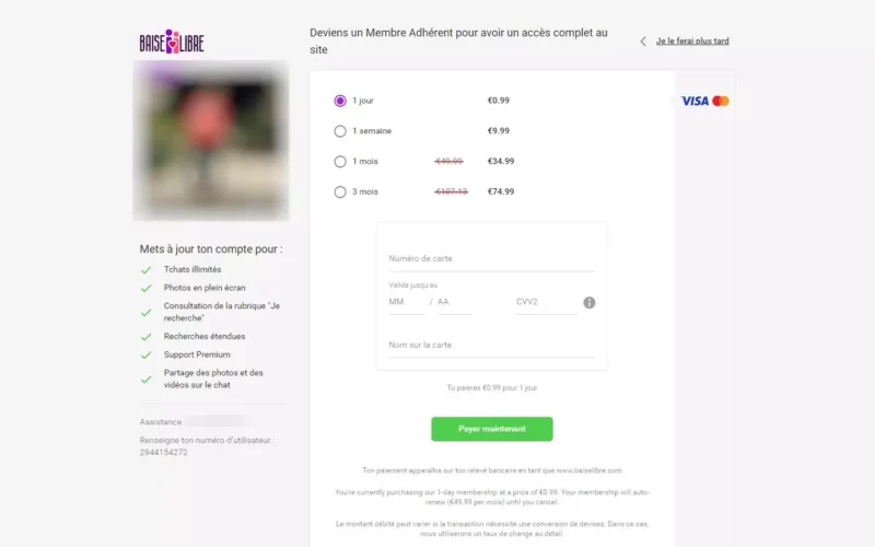 BaiseLibre.com tarifs