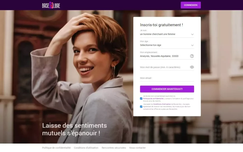 Evaluation BaiseLibre.com page d'accueil