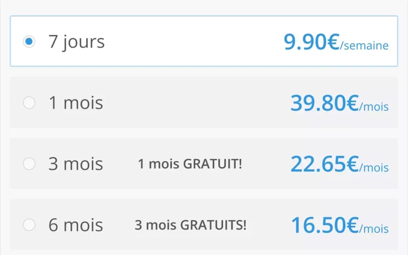 5a7Coquin.com tarifs