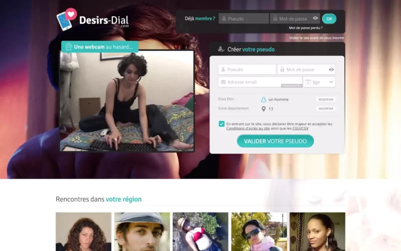 Evaluation Desirs-Dial.com page d'accueil