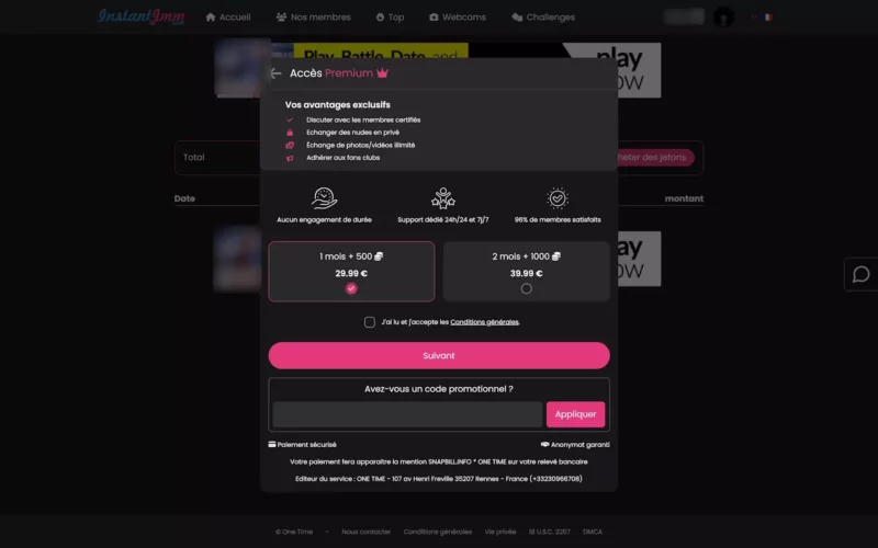 InstantJmm.com tarifs abonnement