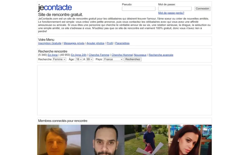 Evaluation JeContacte.com page d'accueil
