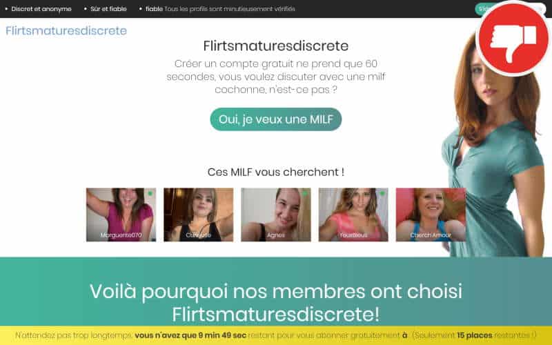 Evaluation FlirtsMaturesDiscrete.com Arnaque