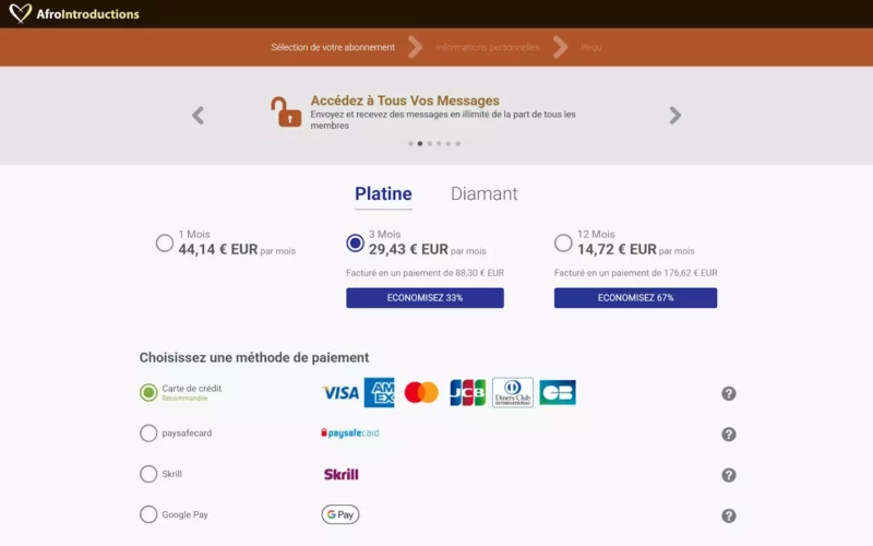 AfroIntroductions.com tarifs