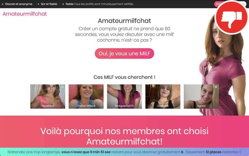Evaluation AmateurMilfChat.com Arnaque