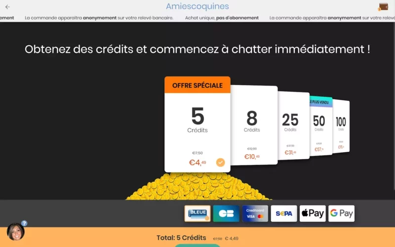 AmiesCoquines.com tarifs