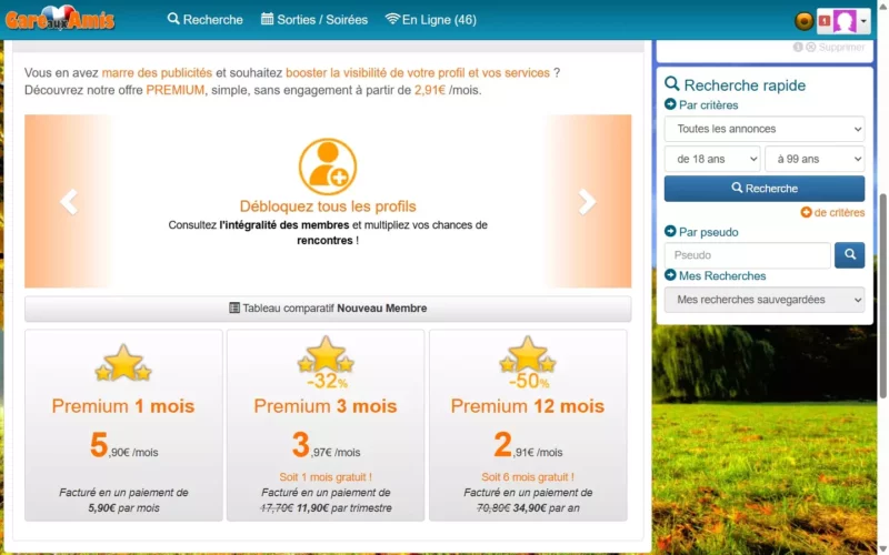 GareAuxAmis.com tarifs