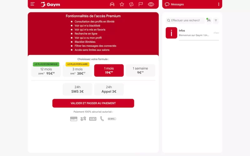 GayMec.com tarifs