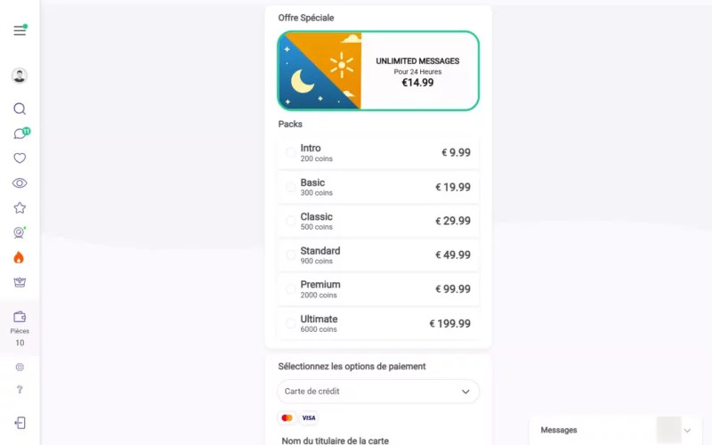 CougarsPlace.com tarifs
