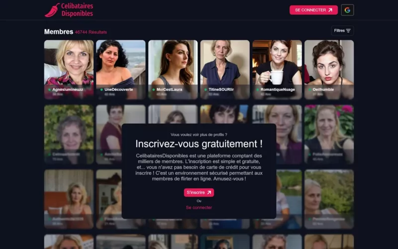 Evaluation CelibatairesDisponibles.com page d'accueil
