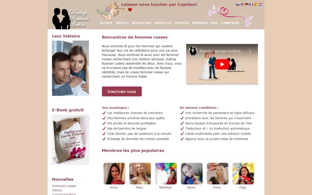 Evaluation DatingRussianLadies.com page d'accueil
