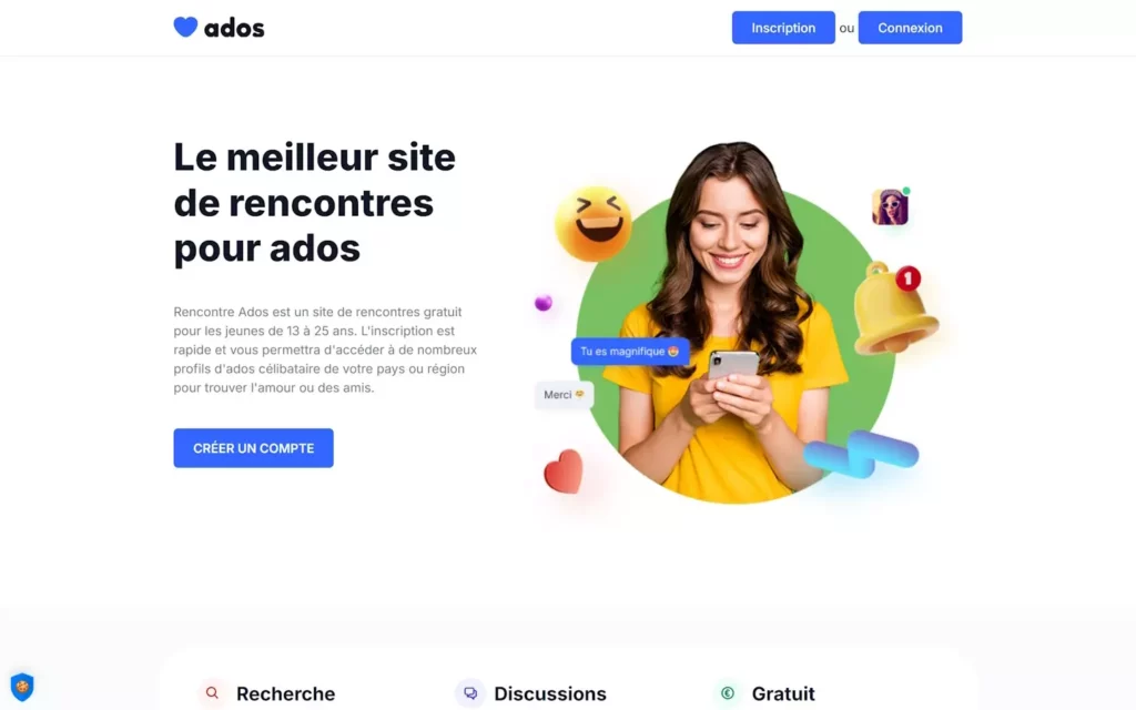 Evaluation Rencontre-ados.net page d'accueil