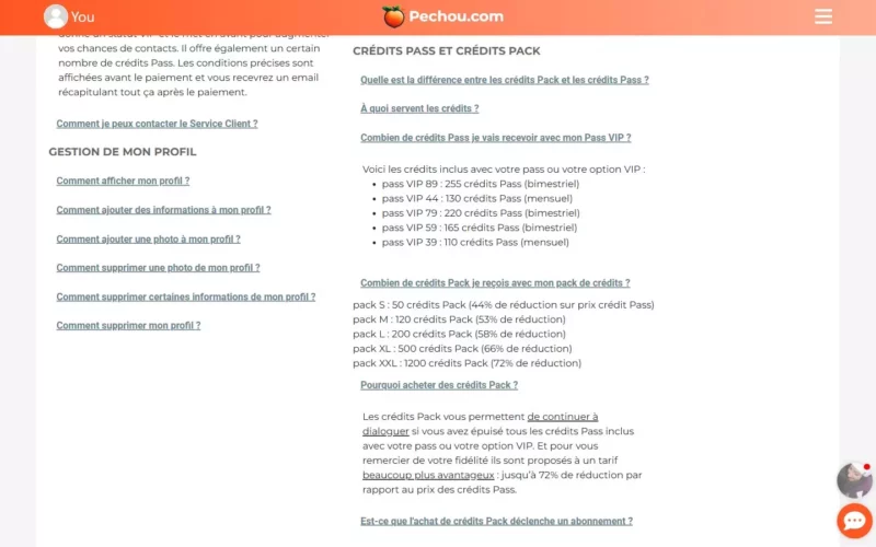 Pechou.com tarifs