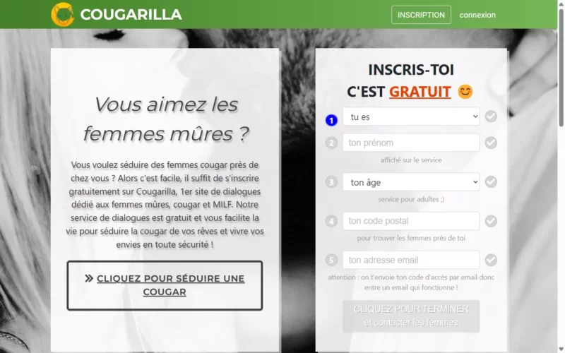 Évaluation Cougarilla.com page d accueil