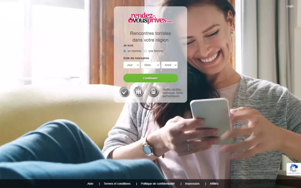 Evaluation Rendez-VousPrives.com page d'accueil