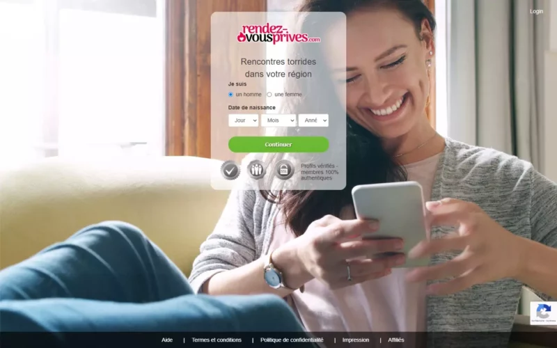 Evaluation Rendez-VousPrives.com page d'accueil