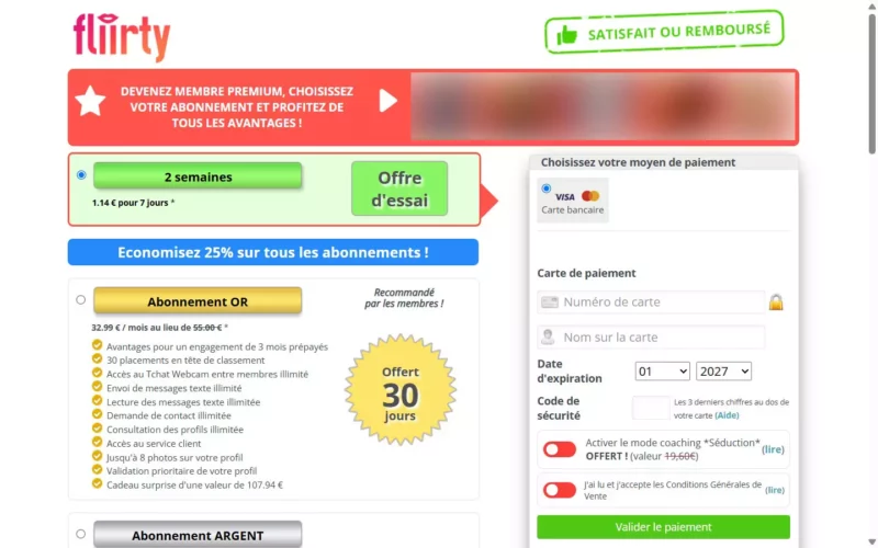 Fliirty.com tarifs