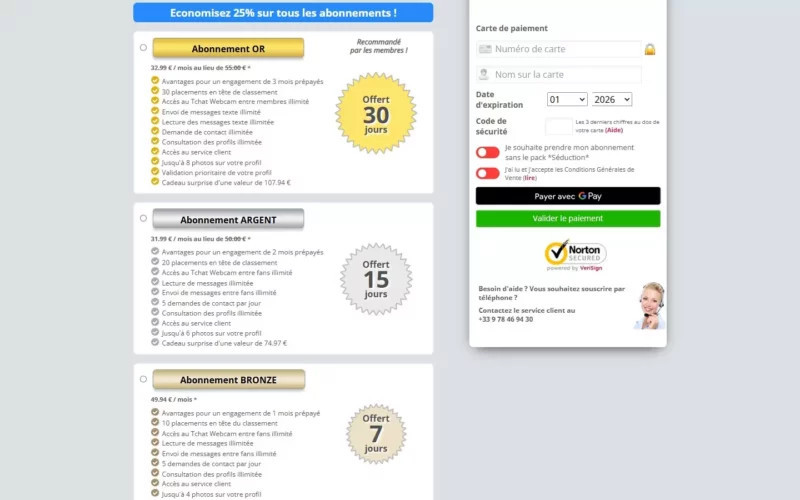 UneFemmeRonde.com tarifs