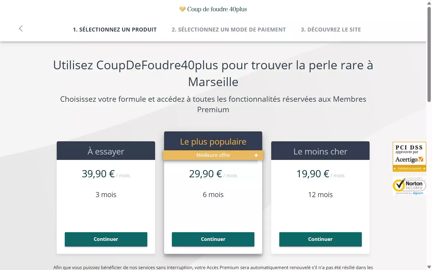 CoupDeFoudre40plus.fr tarifs