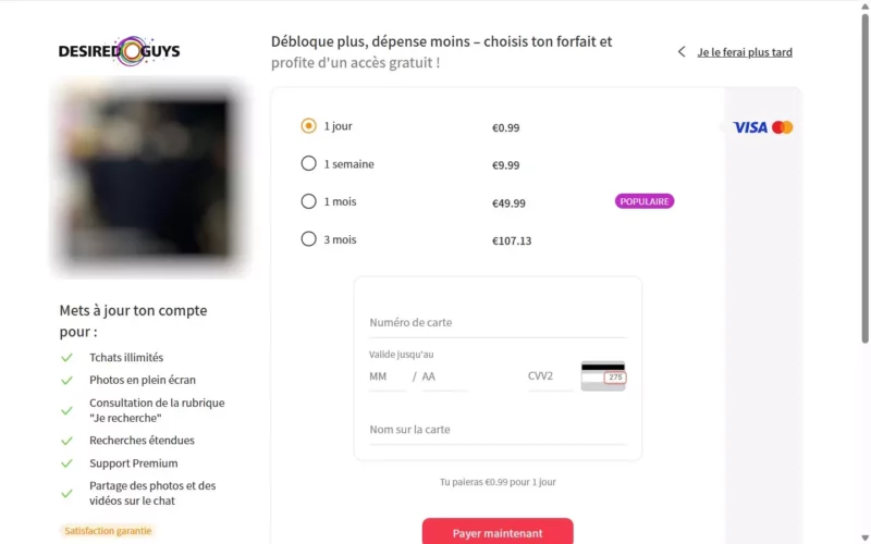 DesiredGuys.com tarifs