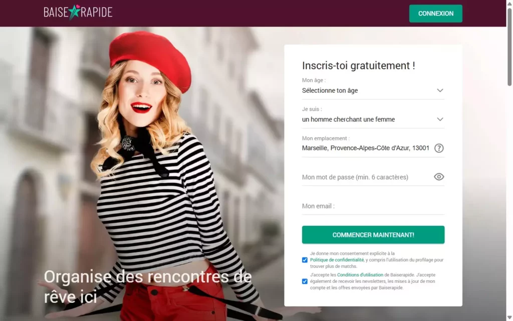 Evaluation BaiseRapide.com page d'accueil