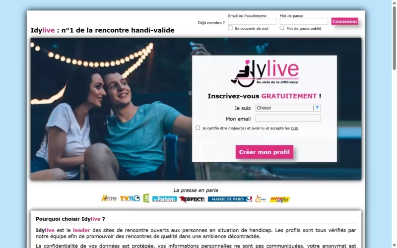 Evaluation IdyLive.fr page d'accueil