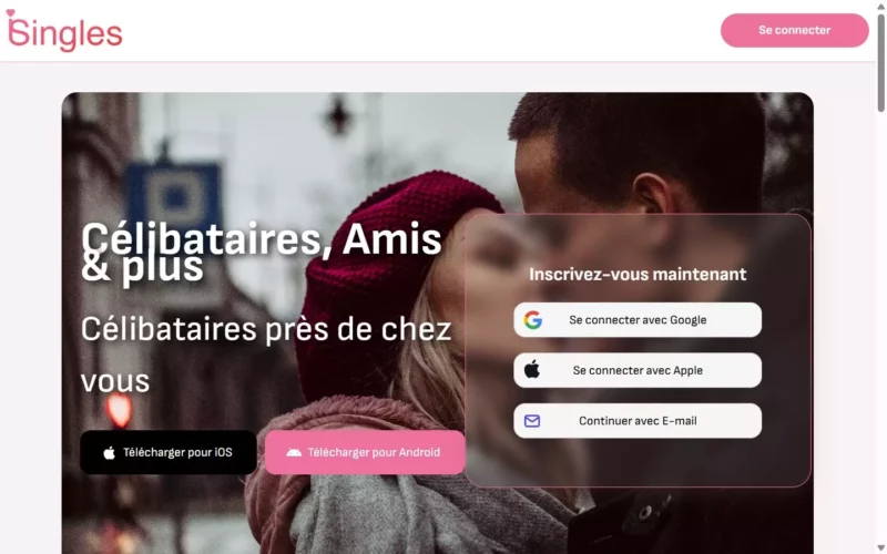 Evaluation iSingles.app page d'accueil
