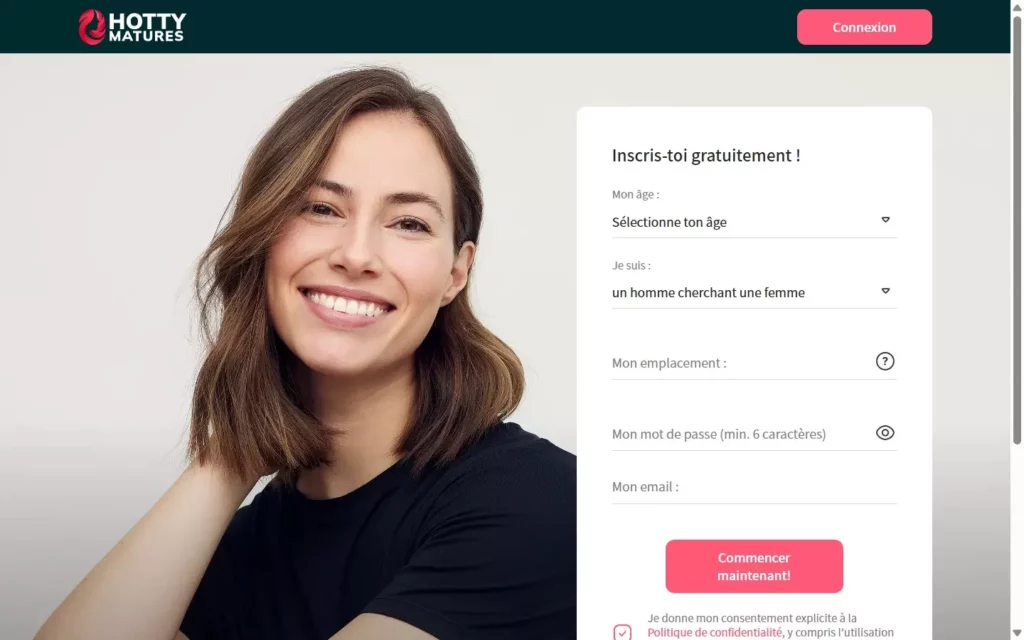 Evaluation HottyMatures.com page d'accueil