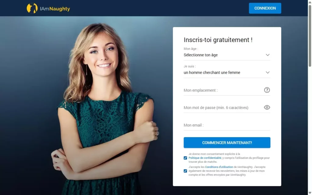 Evaluation IamNaughty.com page d'accueil