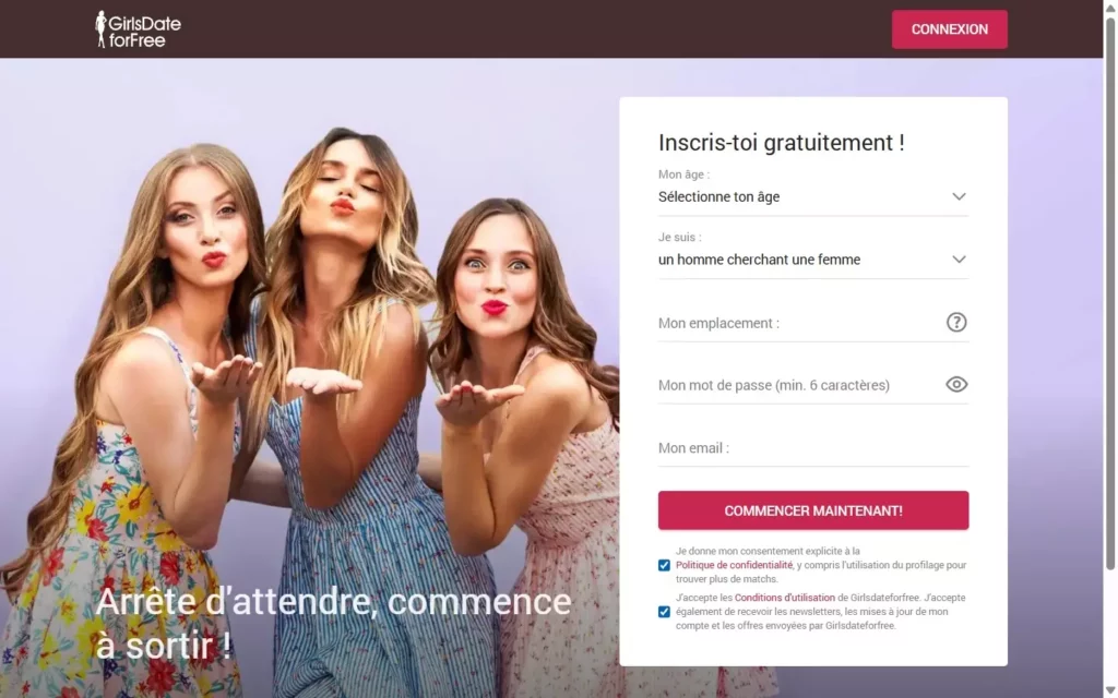 Evaluation GirlsDateForFree.com page d'accueil