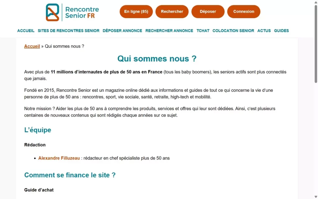 Evaluation RencontreSenior-fr.com page d'accueil