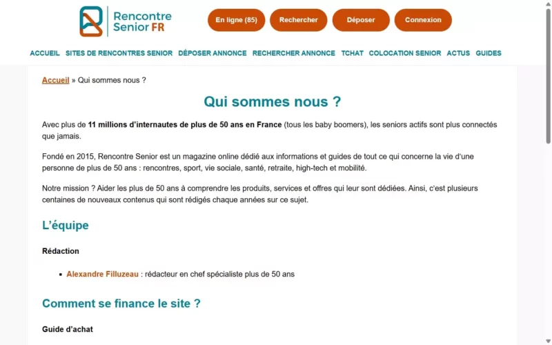 Evaluation RencontreSenior-fr.com page d'accueil