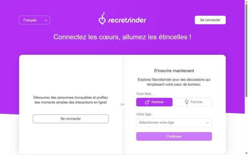 Evaluation SecretSinder.com page d'accueil