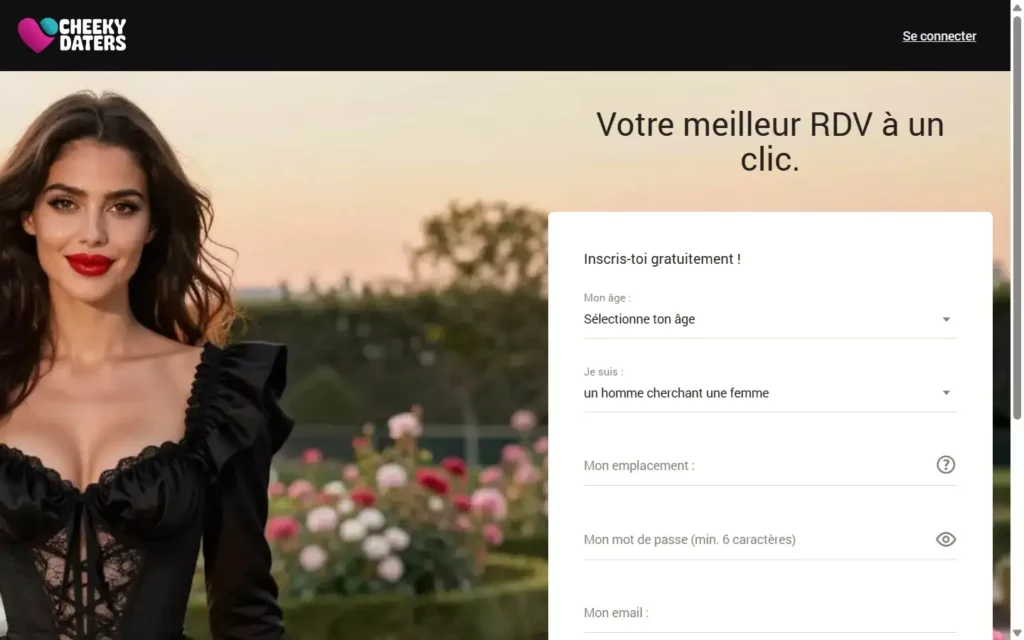 Evaluation CheekyDaters.com page d'accueil