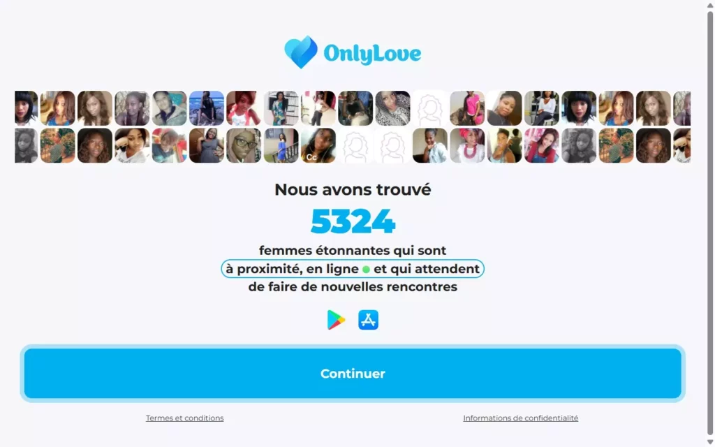 Evaluation OnlyLove.is page d'accueil