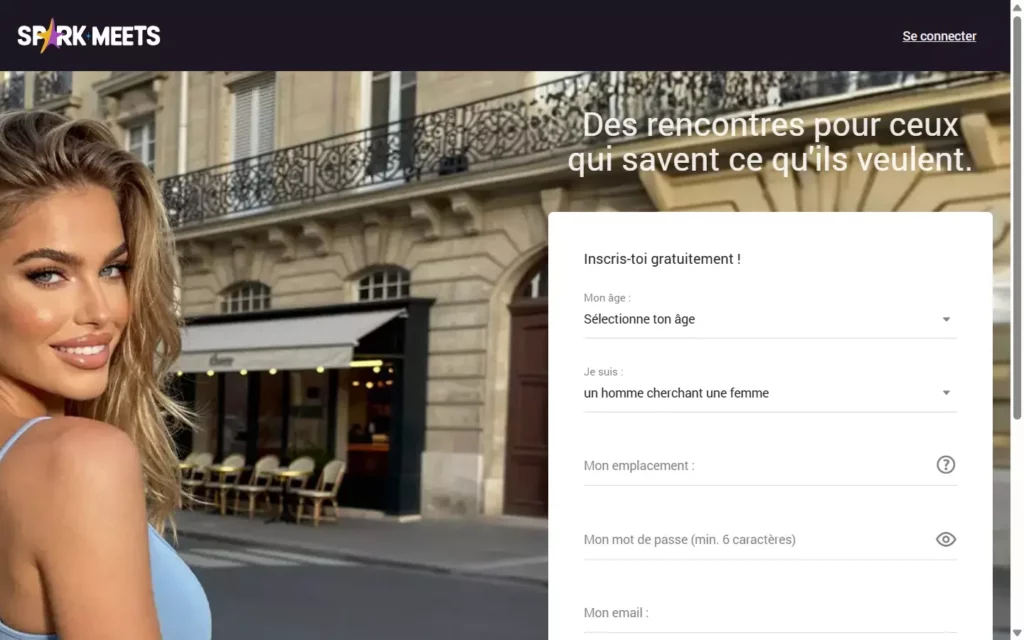 Evaluation SparkMeets.com page d'accueil