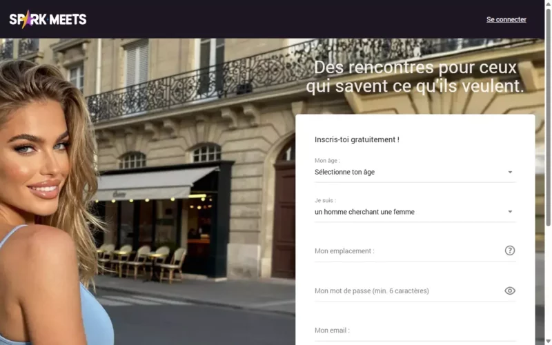 Evaluation SparkMeets.com page d'accueil