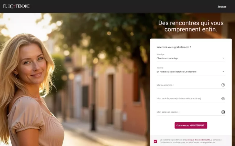Flirttendre.com landing page FR